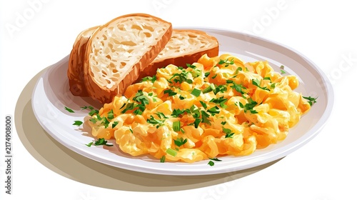 Scrambled Eggs and Toast for a Delicious Breakfast Meal
