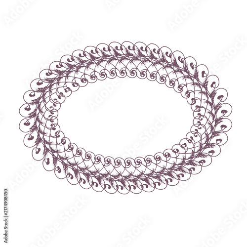 botanical foliage frame with decorative vines and leaves on white background