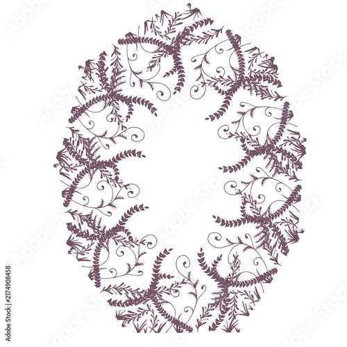 botanical foliage frame with decorative vines and leaves on white background