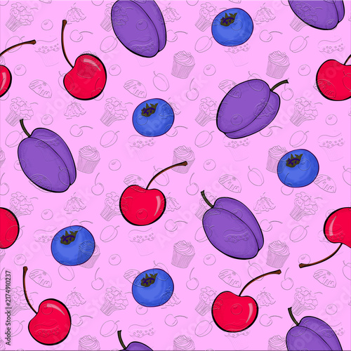 Cute Hand Drawn Fresh Fruits Pattern 