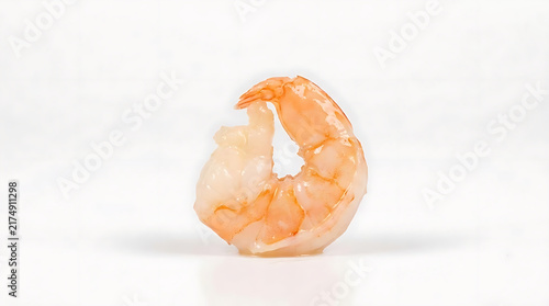 Cooked tiger shrimp on white background.