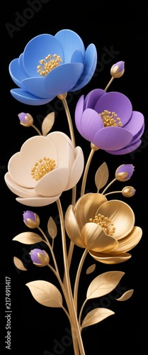 Beautiful pink and purple water lily flowers with delicate petals bloom against a dark background in a stunning macro nature scene of spring floral beauty
