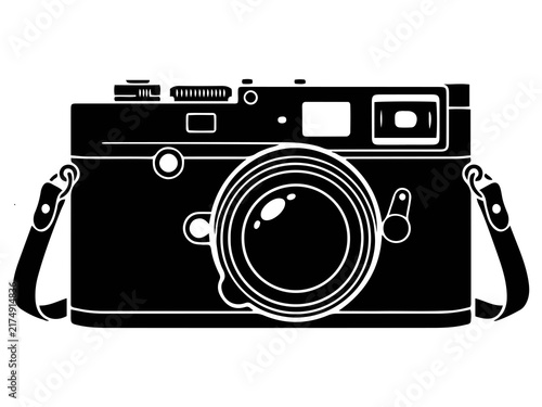 Bild auf Leinwand Retro Vintage Rangefinder Camera Vector, Classic Photography Gear Graphic