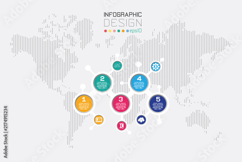 6-Step Connected Node Infographic Network