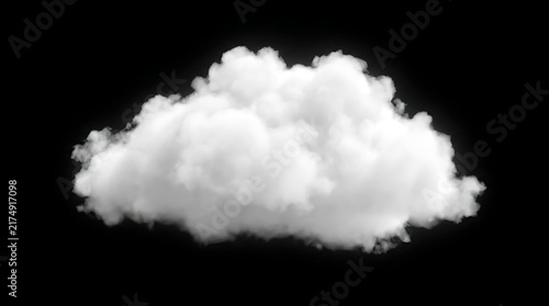 Fluffy white cloud on solid black background.