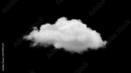 Fluffy white cumulus cloud on black background.