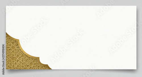 Intricate gold corner decorative pattern with arabic style design