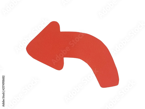 Принти на полотні A single red curved arrow pointing to the left, isolated on a white background,