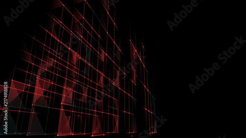 Obraz na płótnie Abstract technological background of digital technologies. Computer code. 3D grid.