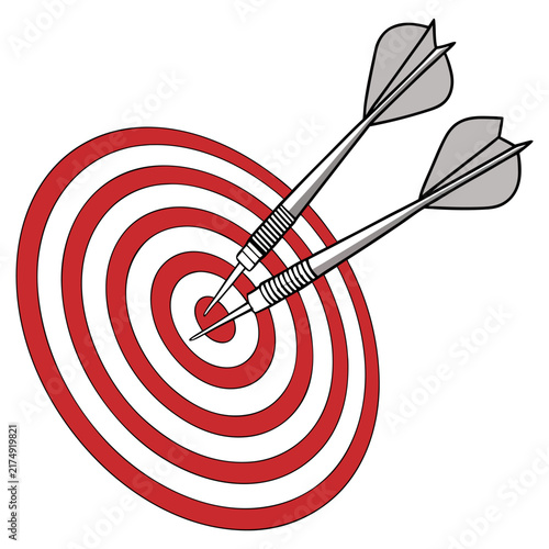 Dartboard with Red Darts Target and Bullseye Sports Game Vector Illustration