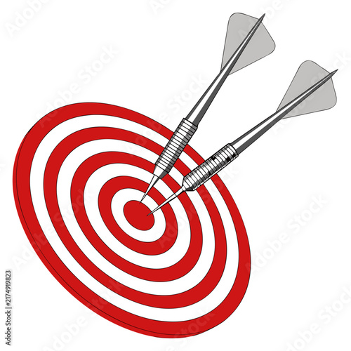 Dartboard with Red Darts Target and Bullseye Sports Game Vector Illustration