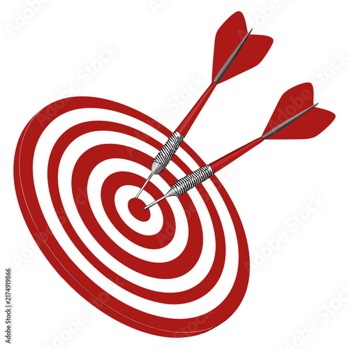 Dartboard with Red Darts Target and Bullseye Sports Game Vector Illustration