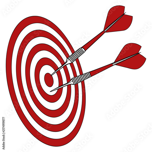Dartboard with Red Darts Target and Bullseye Sports Game Vector Illustration