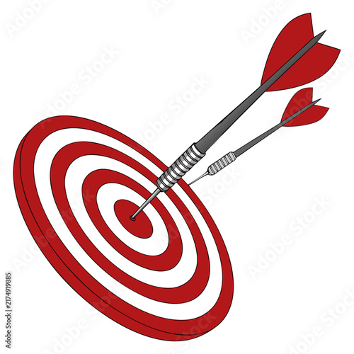 Dartboard with Red Darts Target and Bullseye Sports Game Vector Illustration