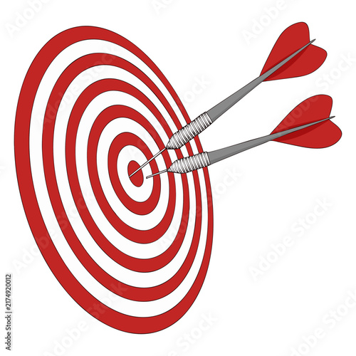 Dartboard with Red Darts Target and Bullseye Sports Game Vector Illustration