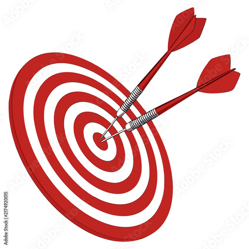 Dartboard with Red Darts Target and Bullseye Sports Game Vector Illustration