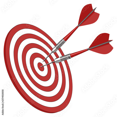 Dartboard with Red Darts Target and Bullseye Sports Game Vector Illustration