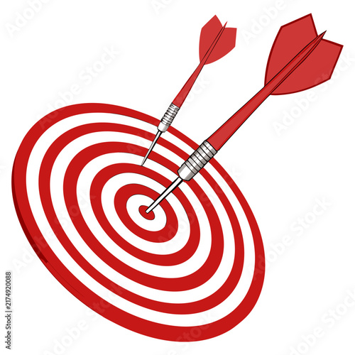 Dartboard with Red Darts Target and Bullseye Sports Game Vector Illustration