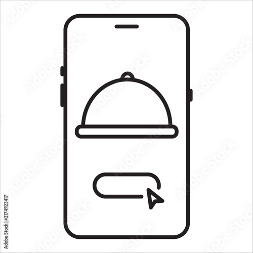 Online food ordering outline vector icon
