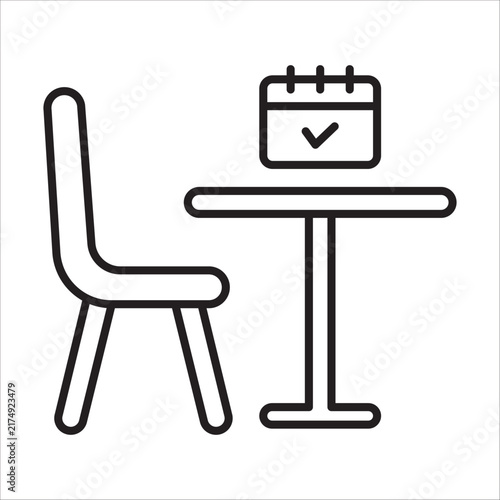 Reserved restaurant table outline vector icon