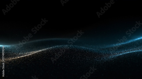 Floating digital dust panoramic dark design for futuristic technology and digital design projects