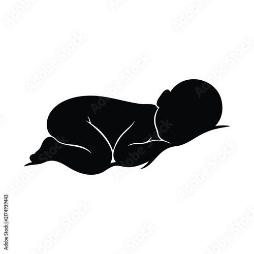 Newborn silhouette icon vector flat des