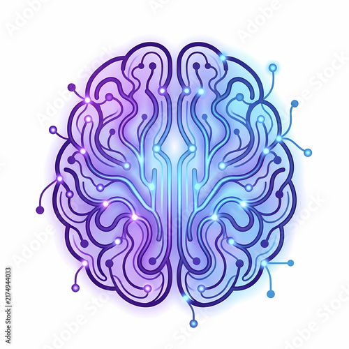 Artificial intelligence brain network showing digital thought process with glowing pathways for computing progress and advanced machine learning research concepts for future innovation in smart