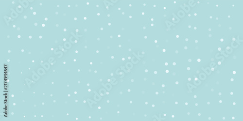 White snow falling on sky blue background seamless pattern. Flat style snowfall repeating texture for christmas greeting card or banner.