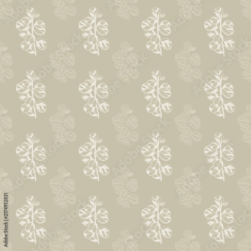 Cream Botanical Leaf Seamless Pattern