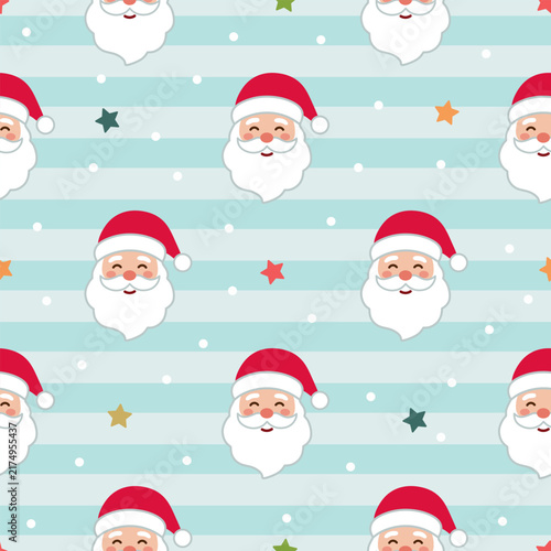 Christmas seamless pattern with Santa Claus face. winter holidays background. vector illustration for fabric, gift wrapping paper