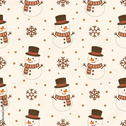 Christmas seamless pattern with Snowman. winter holidays background. vector illustration for fabric, gift wrapping paper