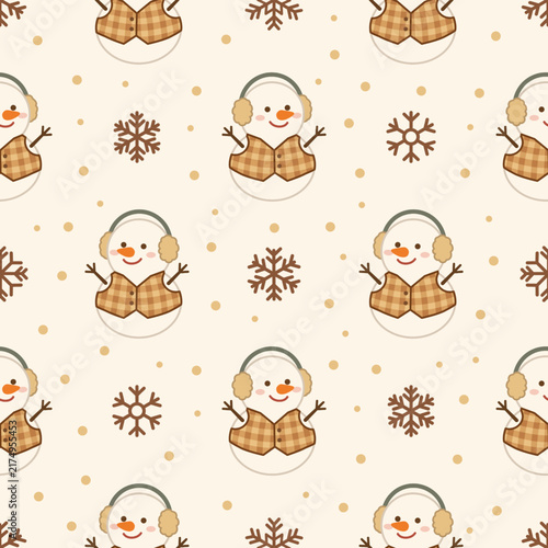 Christmas seamless pattern with Snowman. winter holidays background. vector illustration for fabric, gift wrapping paper