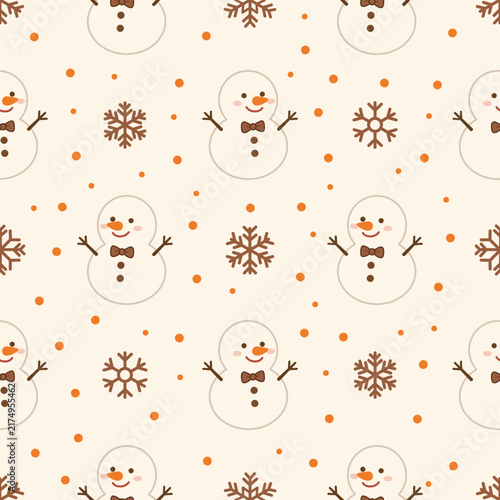 Christmas seamless pattern with Snowman. winter holidays background. vector illustration for fabric, gift wrapping paper