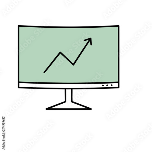 Monitor with upward trending graph