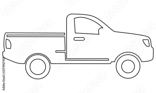Minimalist Pickup Truck Side Profile Outline