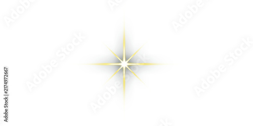 Canvastavla Soft golden starburst light flare isolated on white background