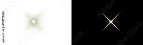 Fotografie Soft golden starburst light flare isolated on white background