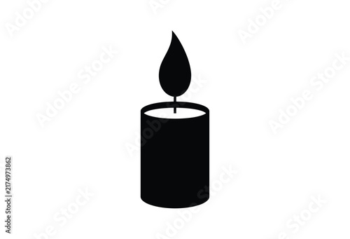 Black candle silhouette against a white background a simple graphic element