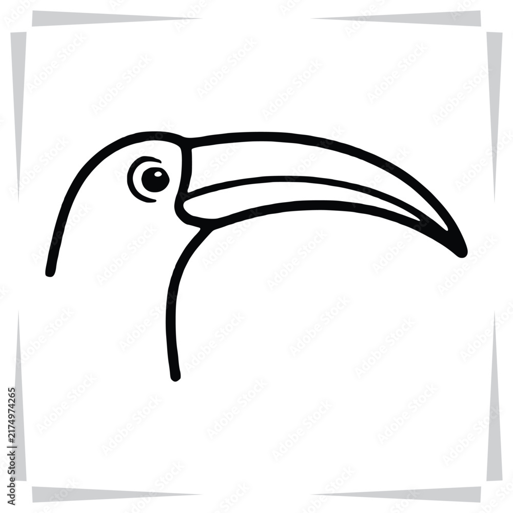 Naklejka premium Minimalist Toucan Bird Line Art Icon