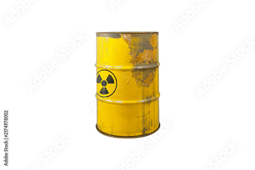 Canvastavla Yellow barrel with radioactive waste