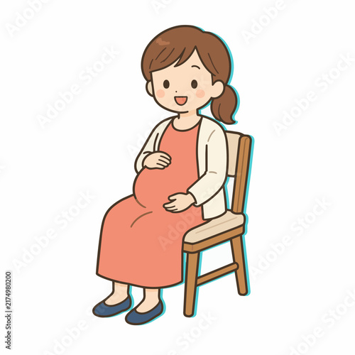 椅子で休む妊娠中の人物