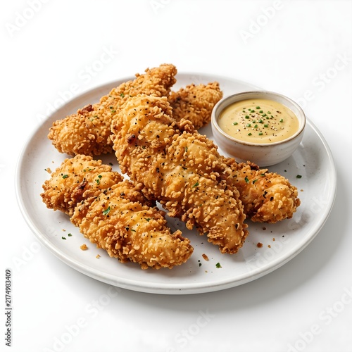 Photorealistic 3D Render Collection of Different Fried Chicken Dishes Isolated on White Background