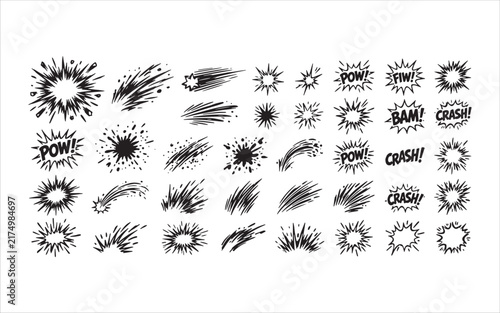 Comic cartoon line splash set