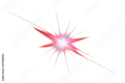 Red Lens Flare Starburst Light Effect Isolated on Transparent Background