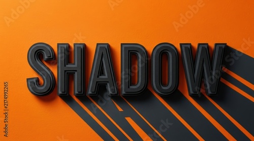 Shadow text effect with bold black letters on vibrant orange background 3D render