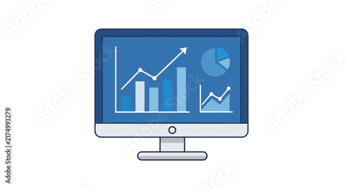 Business Analytics Monitor Vector Illustration