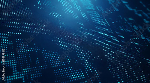 Naklejka Abstract blue digital data grid pattern.