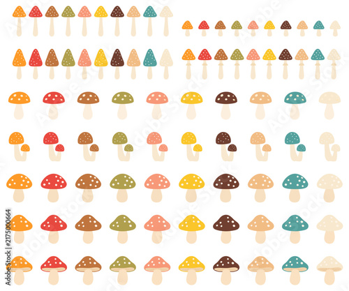 きのこのイラストセット、秋のイラスト素材