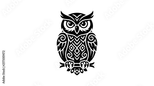 Tribal Owl Geometric Vector Illustration