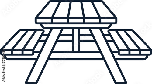 Picnic Table Outline Vector Illustration